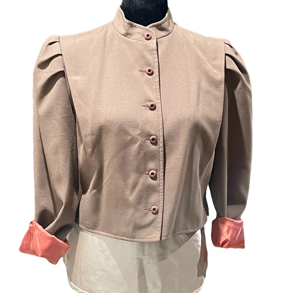 Vintage 80s Cropped Puffed Sleeves Academia Blazer